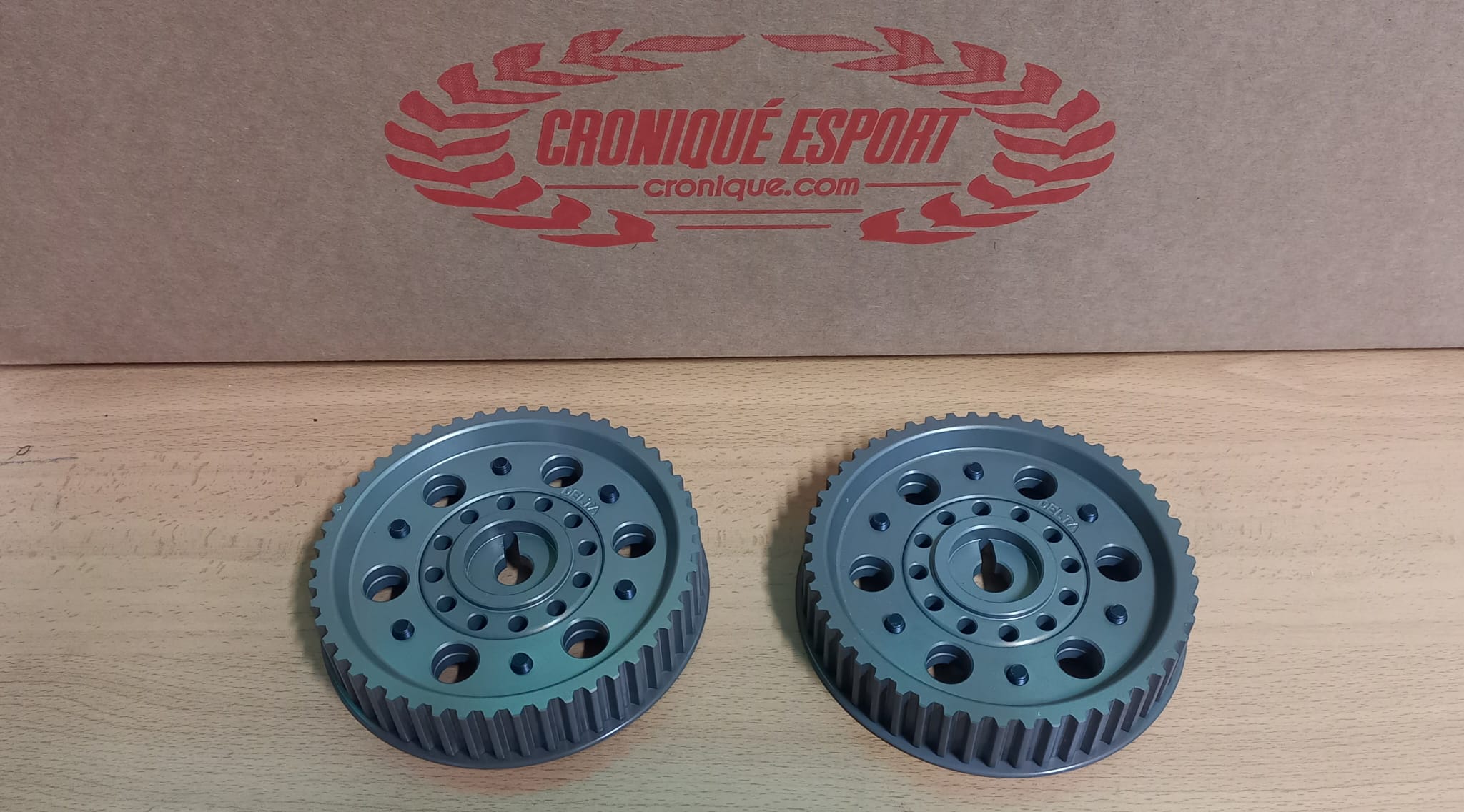 Juego de 2 poleas regulables para árboles de levas fabricadas en Ergal y anodizadas. Lancia Delta 16v / Evoluzione